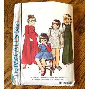 Vintage 1970s McCalls 5321 Sewing Pattern Girls Sz 3 Dress Jumpsuit COMPLETE
